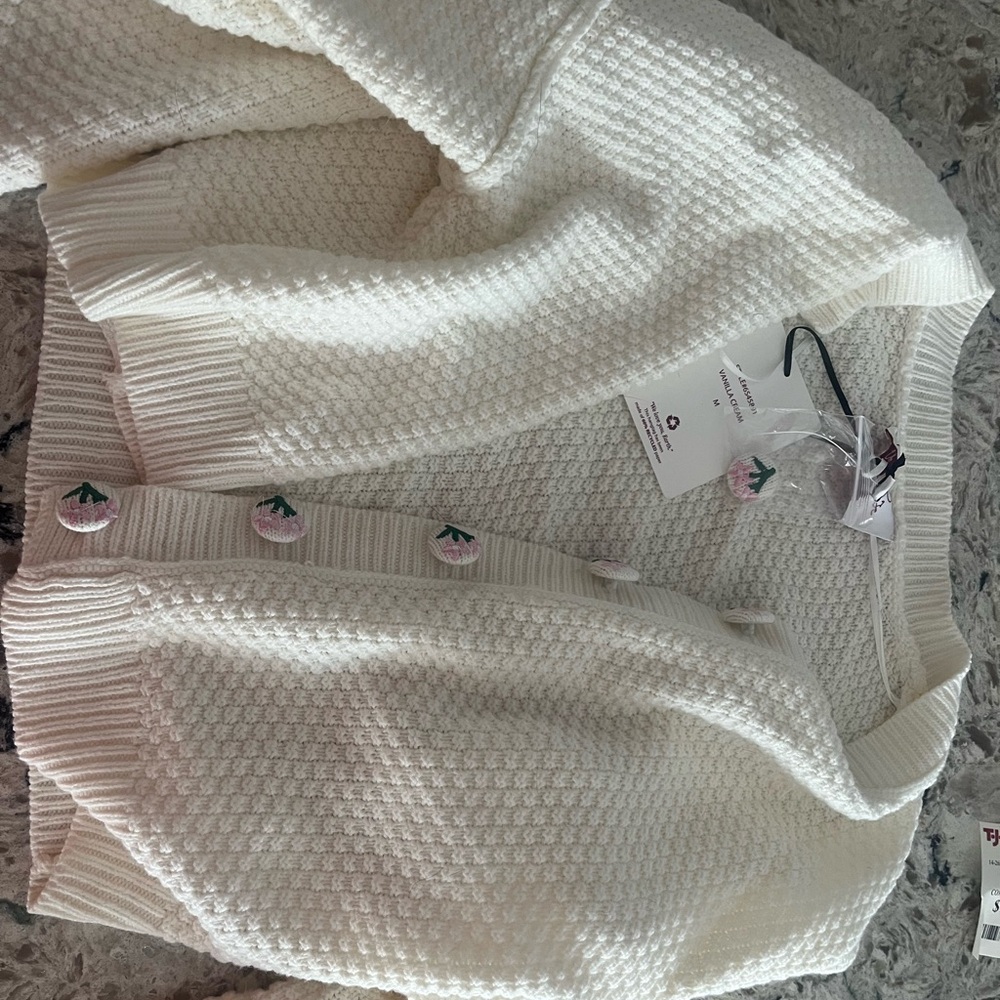 Pink Rose Cream Cardigan with Button Details